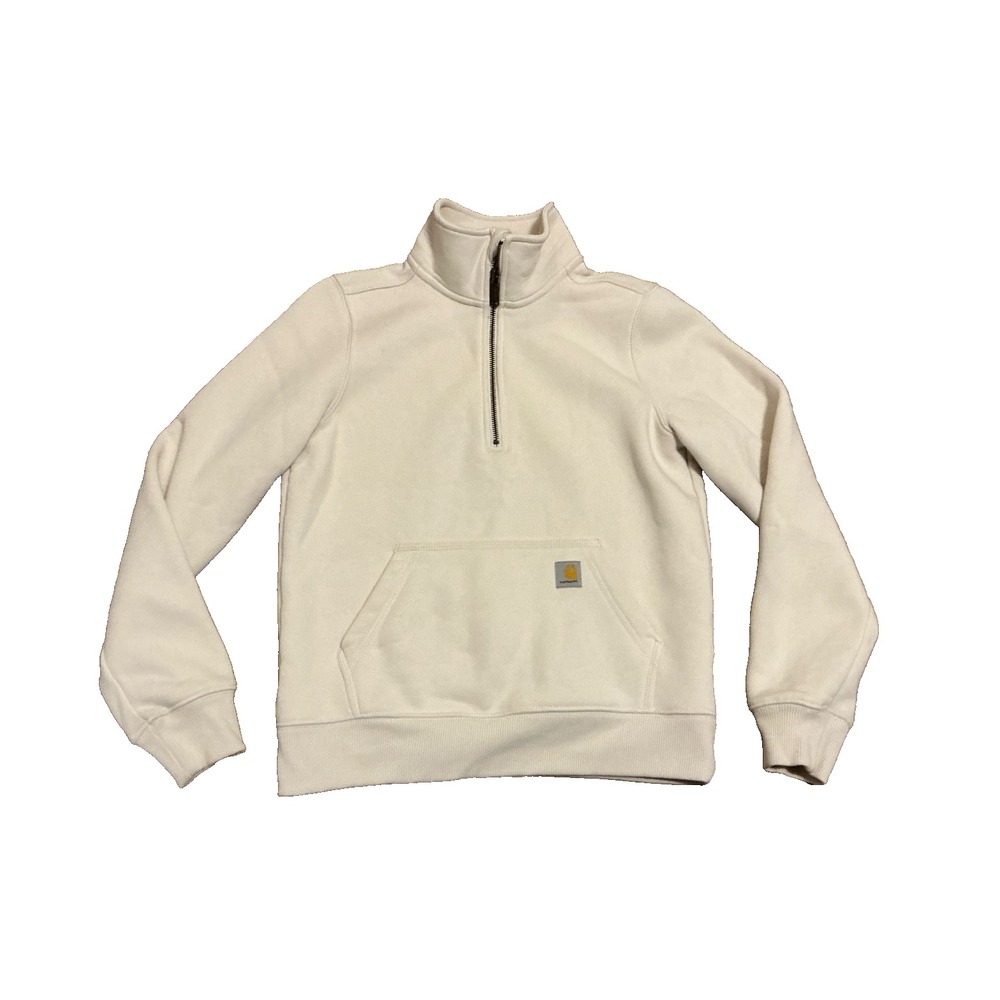 Women's Carhart Sweatshirt Ivory Solid XS Streetwear City Workwear Zip Pullover